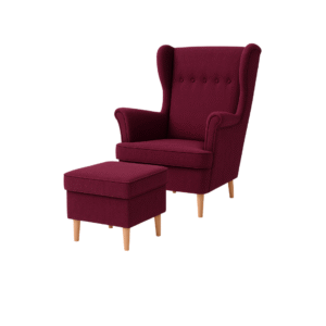 Fotel uszak Kepl + podnóżek zestaw Salvador Burgundy premium