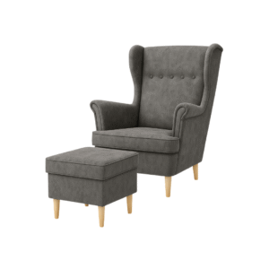 Fotel uszak Kepl + podnóżek zestaw Salvador Grey premium