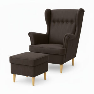 Fotel uszak Kepl + pufa z pojemnikiem ciemny antracyt