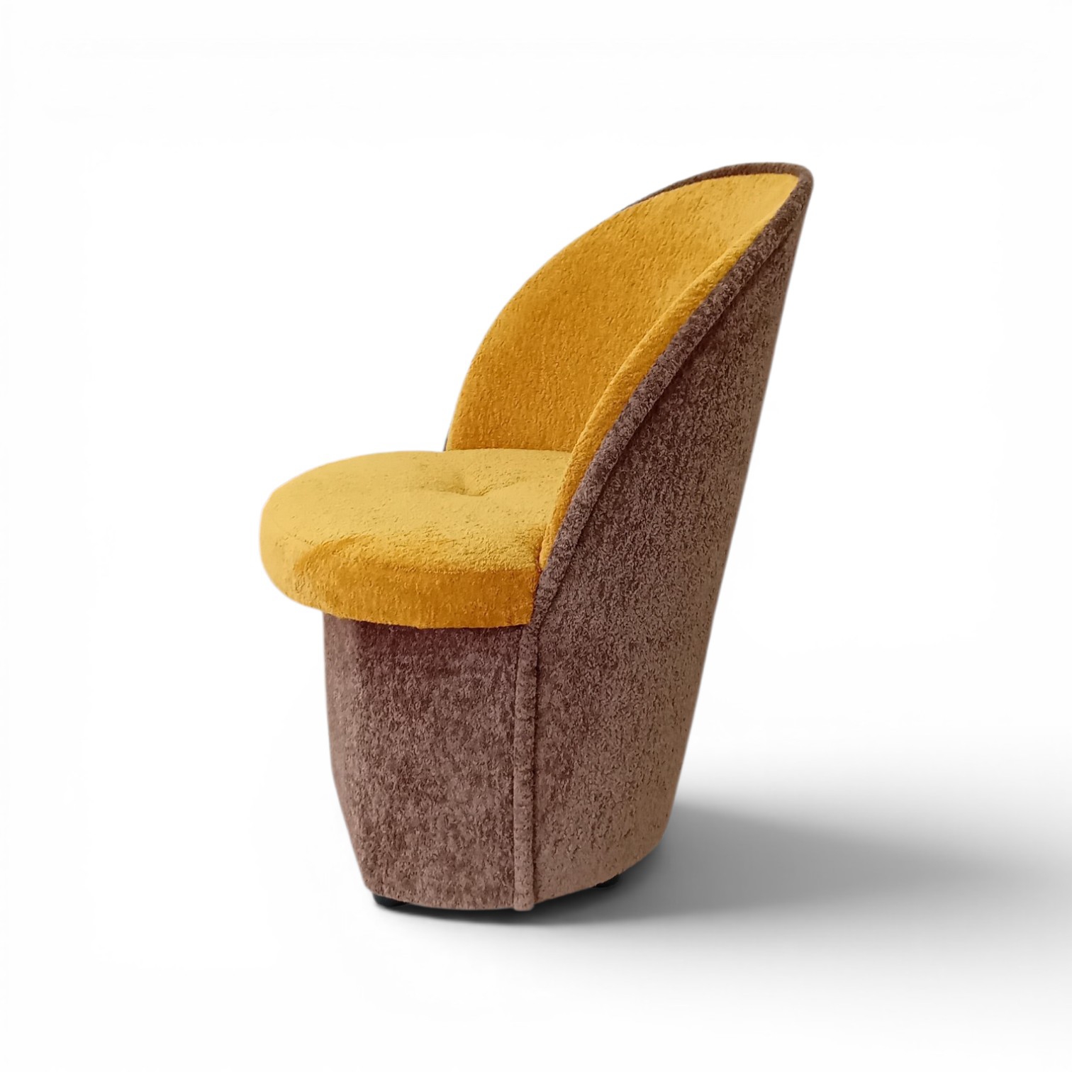 Fotelik kubełek Kalis - brąz i musztardowy - tkanina PRIME - obrazek 5
